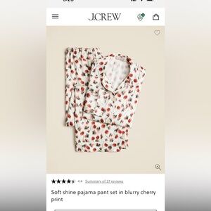 J. Crew Soft Shine Pajama Pant Set in Blurry Cherry Print